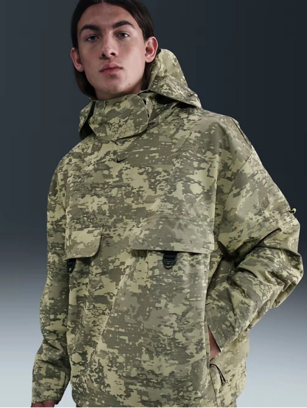 New Men’s Nike Tech Woven Cordura Jacket Camo Olive Black Size Medium IF8494-276